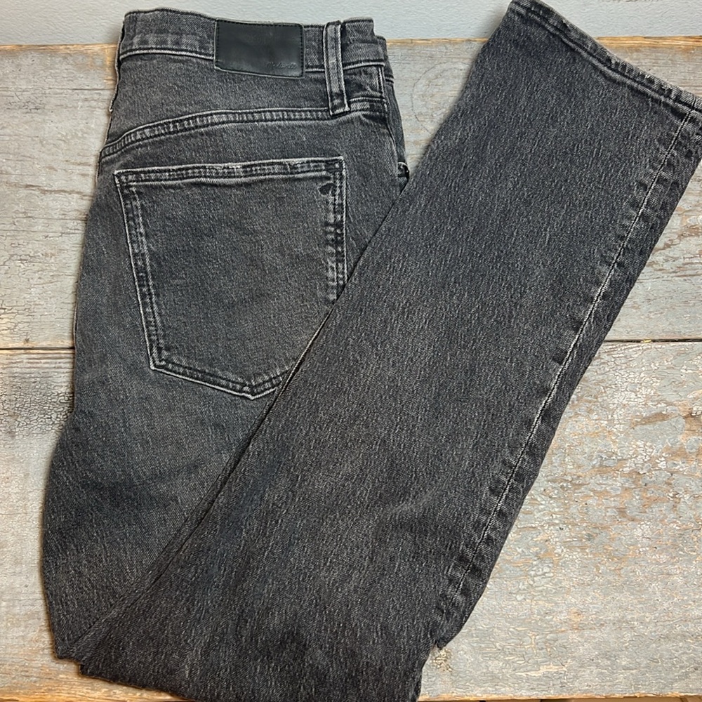 Madewell Jeans Womens 28 Gray Slim Boy Jean Distressed Thrashed Shredded